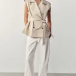 ZARA BELTED DOUBLE-BREASTED WAISTCOAT