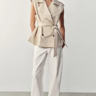 ZARA BELTED DOUBLE-BREASTED WAISTCOAT