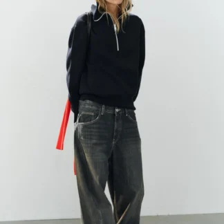 ZARA OVERSIZED ZIPPED KNIT JUMPER