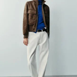 ZARA FAUX SUEDE BOMBER JACKET