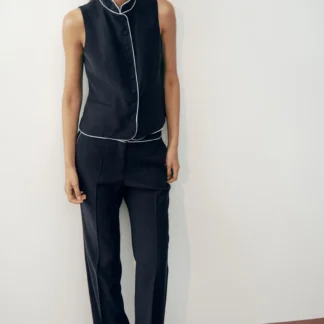 ZARA CONTRAST TRIM TROUSERS