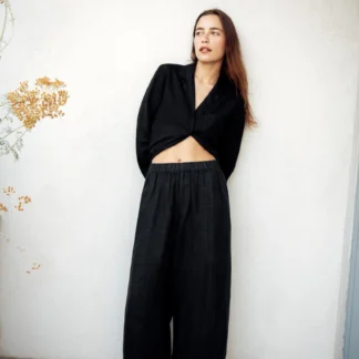 ZARA ZW COLLECTION 100% LINEN BARREL TROUSERS