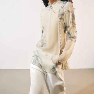 ZARA ZW COLLECTION PRINTED BUTTON-UP SHIRT