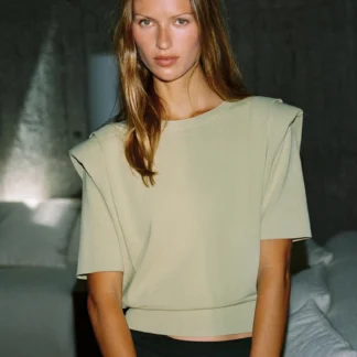 ZARA KNIT TOP WITH SHOULDER PADS