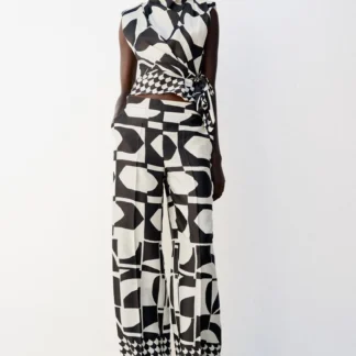 ZARA GEOMETRIC PRINT TROUSERS