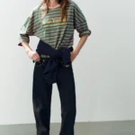 ZARA STRIPED OVERSIZE T-SHIRT WITH TEXT