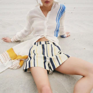 ZARA ZW COLLECTION STRIPED PLEAT SHORTS