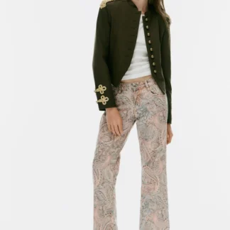 ZARA TRF LOW-RISE STRAIGHT-FIT PAISLEY JEANS