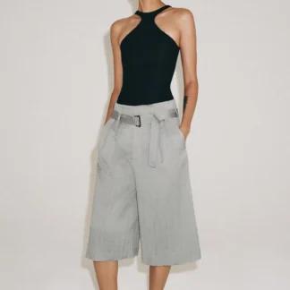 ZARA ZW COLLECTION PLEATED BERMUDA SHORTS WITH BELT
