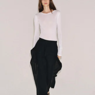 ZARA ZW COLLECTION 100% LINEN RUFFLE TROUSERS