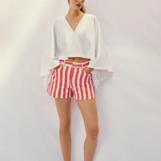 ZARA STRIPED MOM FIT SHORTS