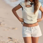 ZARA SATIN TOP WITH PIPING AND FROG FASTENING