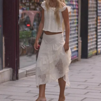 ZARA ASYMMETRIC LACE MIDI SKIRT