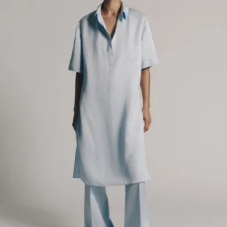 ZARA ZW COLLECTION LINEN BLEND TUNIC SHIRT