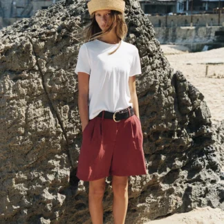 ZARA BELTED DARTED BERMUDA SHORTS