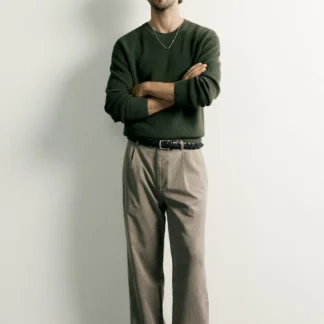 ZARA RELAXED FIT PLEATED CHINO TROUSERS