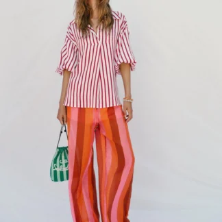 ZARA STRIPED PUFF SLEEVE SHIRT