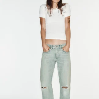 ZARA TRF RIPPED CROPPED JEANS