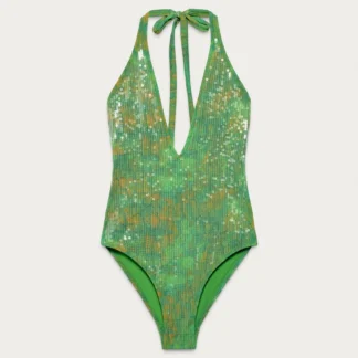 ZARA SEQUIN HALTER SWIMSUIT MARISA BERENSON X ZARA