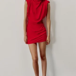 ZARA DRAPED SHOULDER PAD MINI DRESS