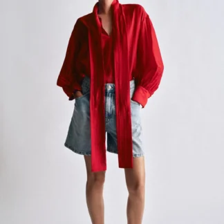 ZARA ZW COLLECTION SATIN SHIRT WITH TIES