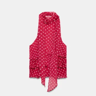 ZARA RUFFLED HALTER NECK TOP WITH DOTS