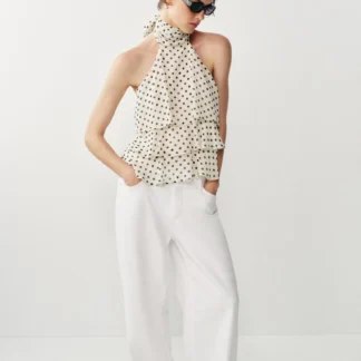 ZARA RUFFLED HALTER NECK TOP WITH DOTS