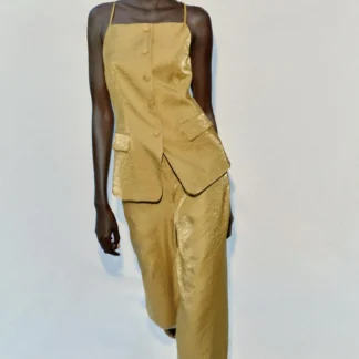 ZARA WRINKLED-EFFECT SATIN WAISTCOAT