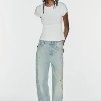 ZARA TRF SPARKLY BAGGY DENIM JEANS