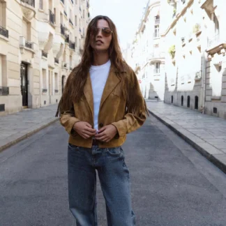 ZARA FAUX SUEDE FRINGED JACKET