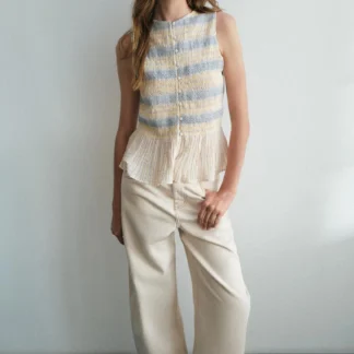 ZARA EMBROIDERED SMOCKED TOP