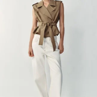 ZARA BELTED DOUBLE-BREASTED WAISTCOAT