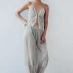 ZARA ELASTICATED LACE TRIM KNIT TOP