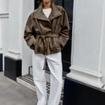 ZARA BELTED FAUX SUEDE JACKET