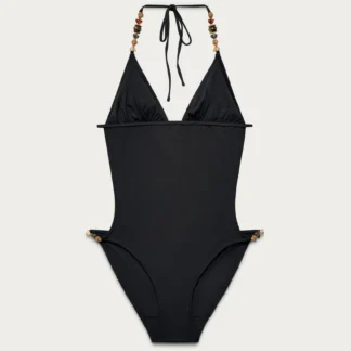 ZARA MARISA BERENSON X ZARA PLAIN SWIMSUIT WITH STONES