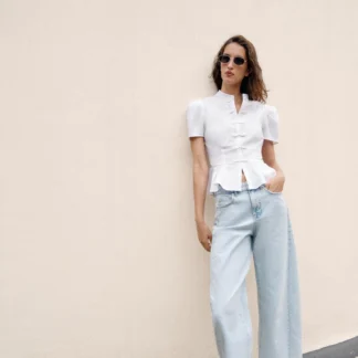 ZARA PEPLUM SHIRT WITH FROG FASTENING