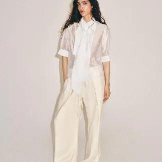 ZARA ZW COLLECTION SHORT SLEEVE SHIRT WITH TIE