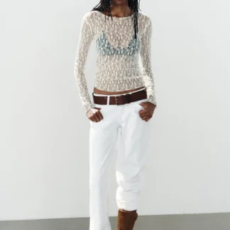 ZARA LACE LONG SLEEVE TOP