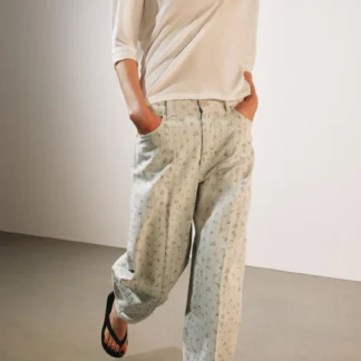 ZARA ZW COLLECTION HIGH-WAIST TAPERED FLORAL JEANS