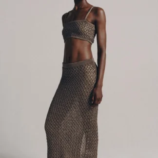 ZARA CABLE KNIT MIDI SKIRT