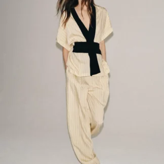 ZARA ZW COLLECTION STRIPED DOUBLE-BREASTED JACKET