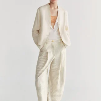 ZARA ZW COLLECTION STRIPED BARREL TROUSERS