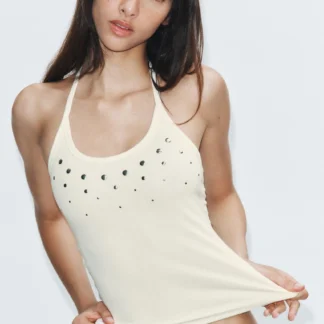 ZARA HALTER TOP WITH STUDS