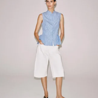 ZARA STRIPED PEPLUM SHIRT