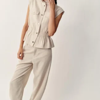 ZARA LINEN BLEND POCKET GILET