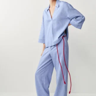 ZARA TROUSERS WITH LINEN AND CONTRASTING TRIM