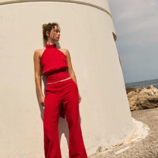 ZARA STRAIGHT LINEN BLEND TROUSERS