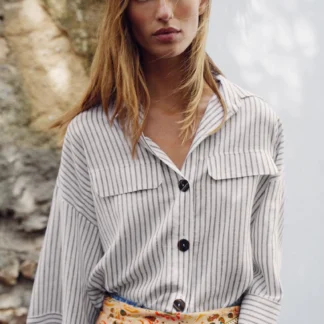 ZARA STRIPED LINEN BLEND SHIRT