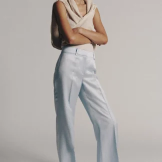 ZARA FLARED LINEN BLEND TROUSERS ZW COLLECTION