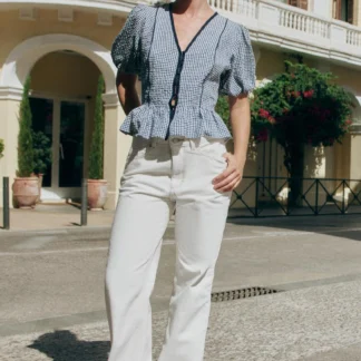 ZARA GINGHAM PEPLUM BLOUSE
